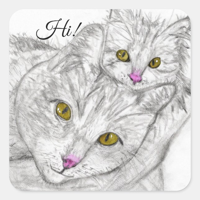 Stickers crayon mignon et coloré Sketch Chat (Devant)