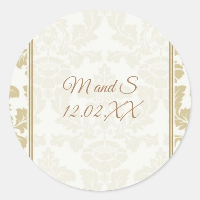 Stickers Cream Gold Mariage damassé (Devant)