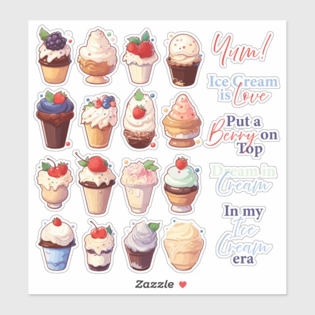 Stickers crème glacée Berry (Feuille)