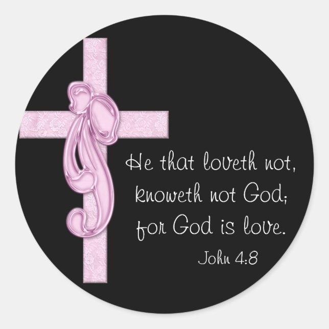 Stickers Croix et Bow en noir avec rose (Devant)