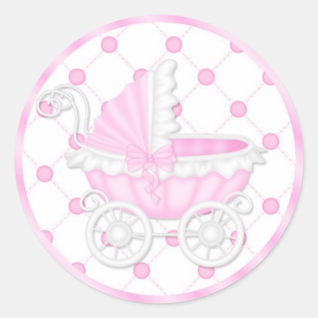 Stickers Cupcake Baby shower rose (Devant)