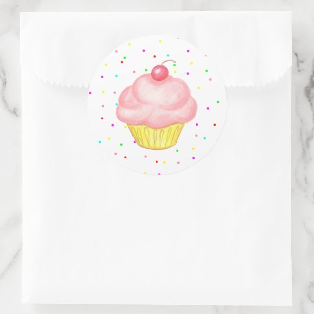 Stickers Cupcake rose (Sac)