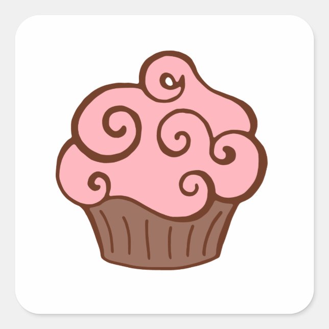 Stickers Cupcake rose rétro (Devant)
