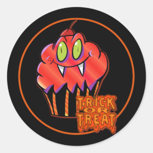 Stickers Cupcake Vampire Orange Halloween