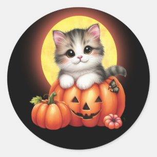 Stickers Cute Halloween Tabby Kitten
