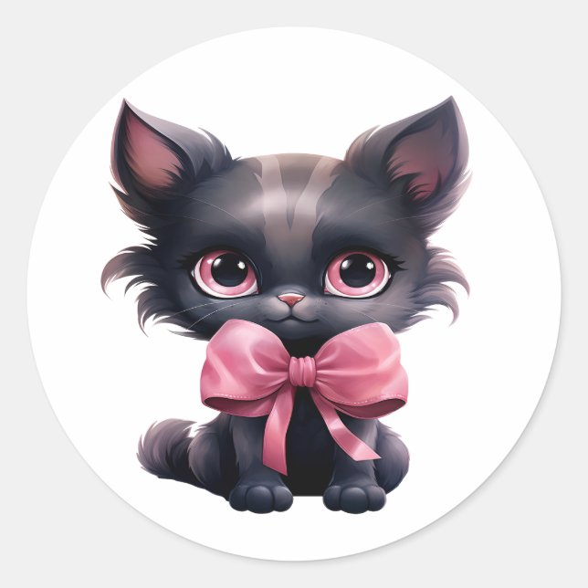 Stickers Cute Kitten Noir (Devant)
