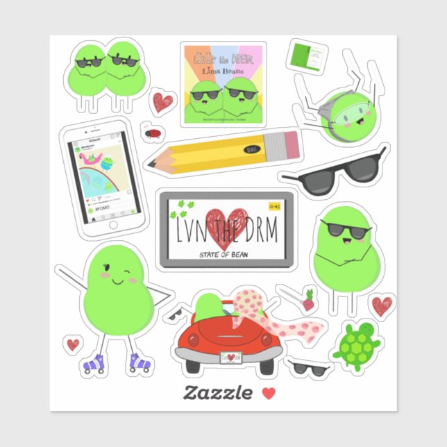 Stickers Cute Lima Bean (Feuille)