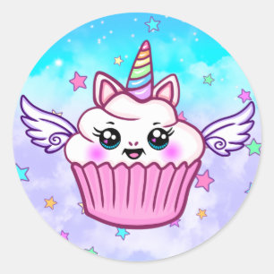 Stickers Cute Rainbow Unicorn Cupcake Kawaii