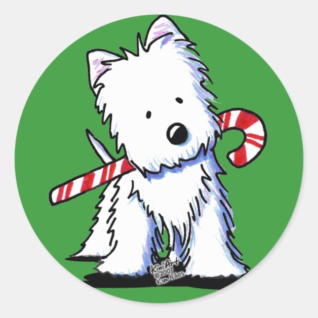 Stickers Cutie Candycane Westie KiniArt (Devant)