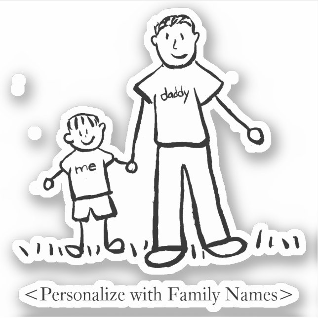 Stickers Daddy's Boy Custom Papa & Son Family Deca (Devant)