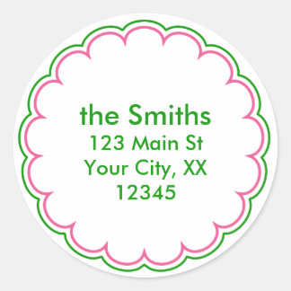 Stickers d'adresse de pétoncle rose vert