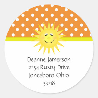 Stickers d'adresse de point de polka et de soleil