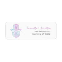 Stickers d'adresse de retour bleu et violet main H