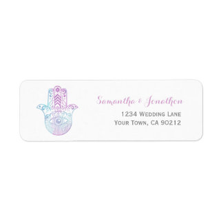 Stickers d'adresse de retour bleu et violet main H