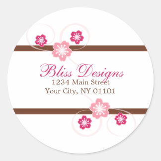 Stickers d'adresse de retour fleurs de cerisier ro