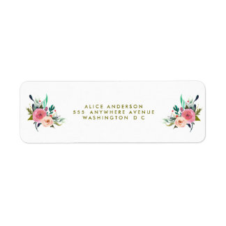Stickers d'adresse de retour floral peint