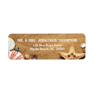 Stickers d'adresse de retour Mariage de plage et d