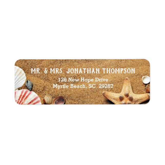 Stickers d'adresse de retour Mariage de plage et d (Devant)