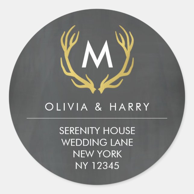 Stickers d'adresse de retour Mariage Monogram Antl (Devant)