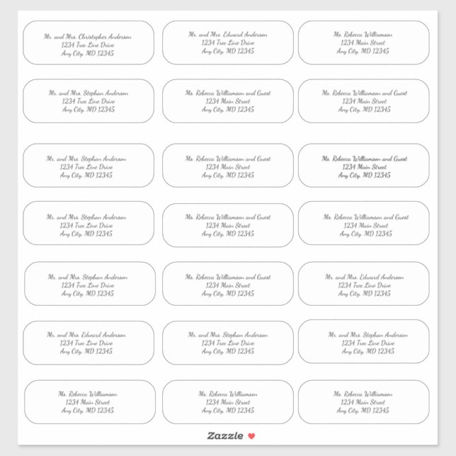 Stickers d'adresse d'enveloppe de Mariage de scrip (Feuille)