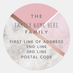 Stickers d'adresse en marbre doré Rose personnalis
