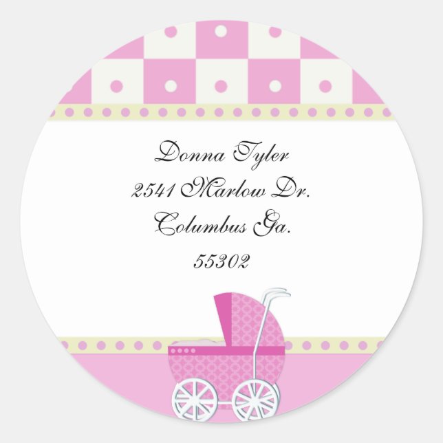 Stickers d'adresse pour bébé jaune et rose (Devant)