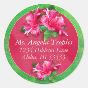 Stickers d'adresses Hibiscus rose