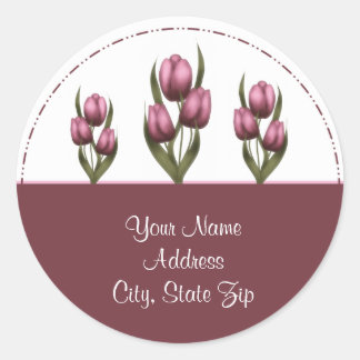 Stickers d'adresses Tulipes roses