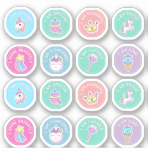 Stickers d'affirmation étudiante colorée