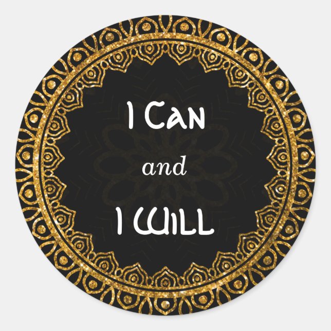 Stickers d'Affirmation Mandala Gold 'I Can, I WIll (Devant)