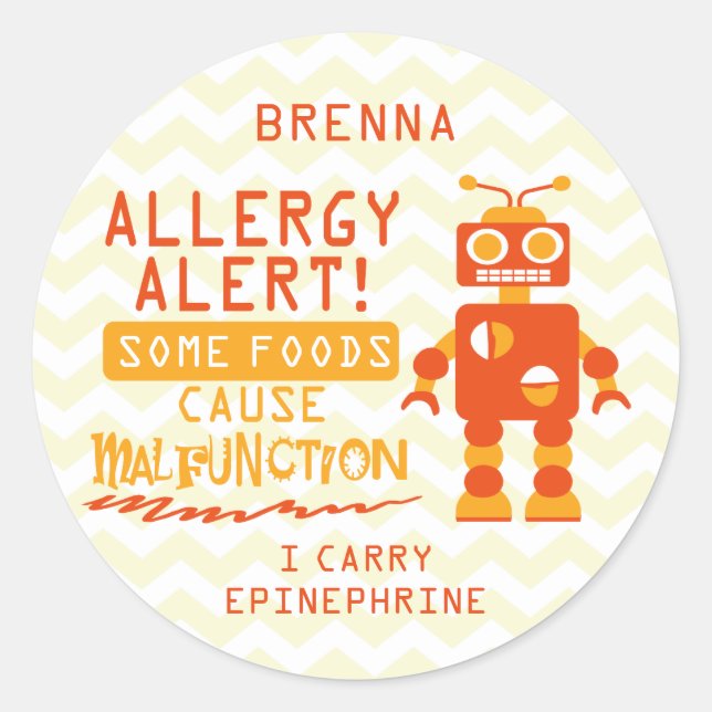 Stickers d'alerte d'allergie alimentaire Orange Ro (Devant)