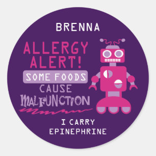 Stickers d'alerte d'allergie alimentaire Robot ros