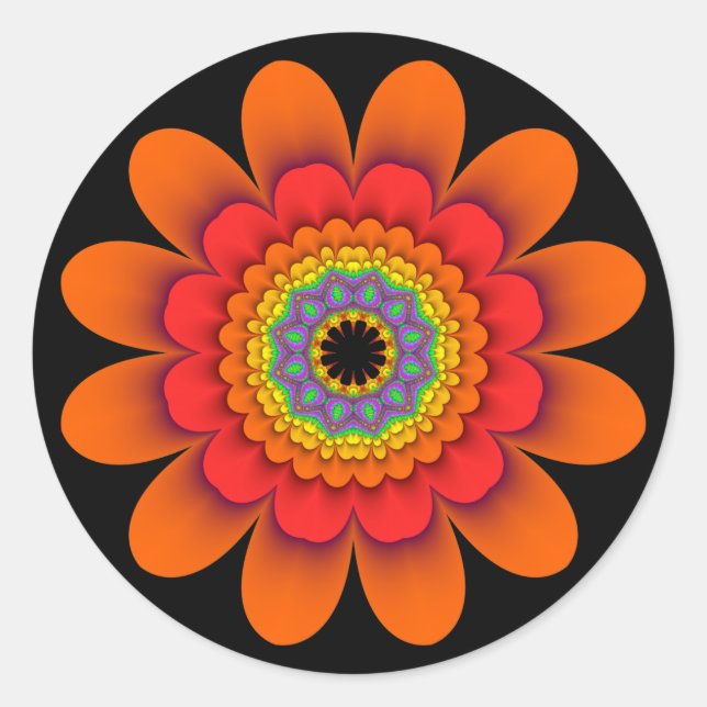 Stickers d'alimentation en fleurs orange fractales (Devant)