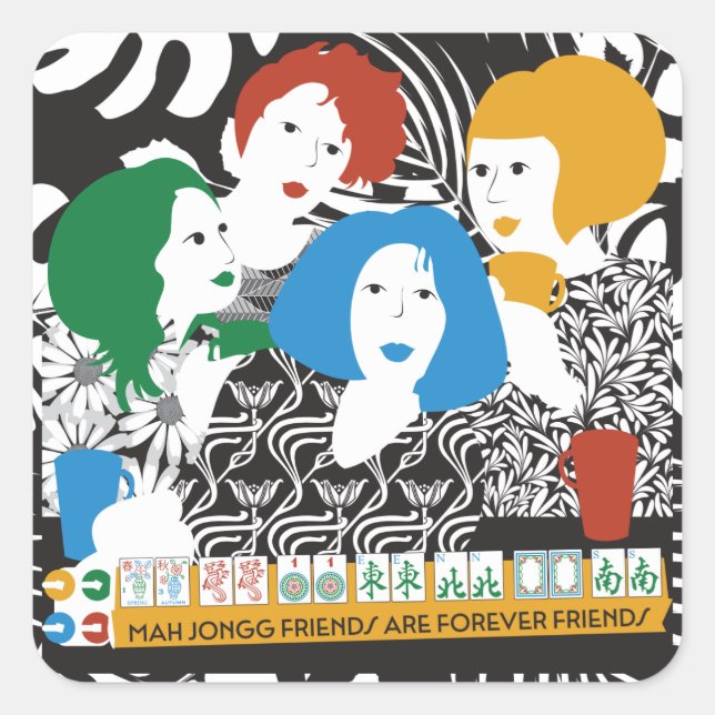 Stickers d'amis Mah Jong (Devant)