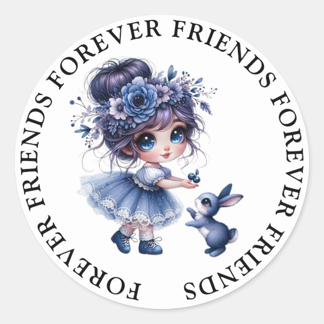 Stickers d'amitié fille mignonne (Devant)