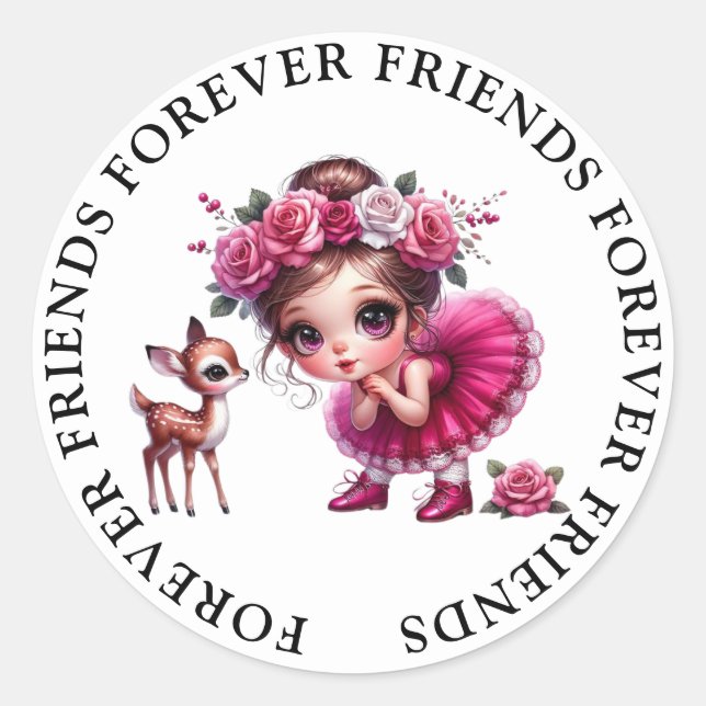 Stickers d'amitié fille mignonne (Devant)