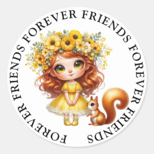 Stickers d'amitié fille mignonne