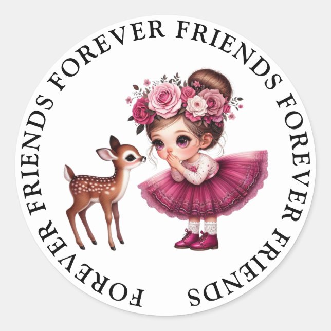 Stickers d'amitié fille mignonne (Devant)