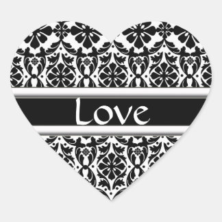 Stickers d'amour noir et blanc Damas correspondant