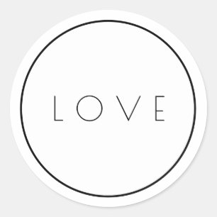 Stickers d'amour noir minimaliste blanc avec bordu