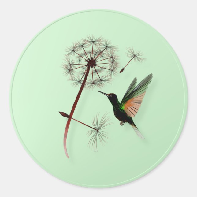 Stickers Dandelion et Petit Colibri Vert (Devant)