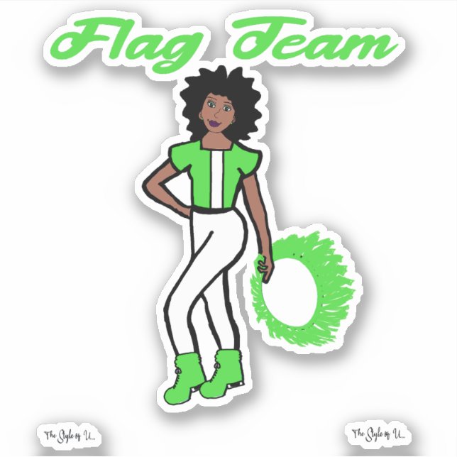 Stickers d'anneau de l'équipe du drapeau ( Vert 2) (Devant)