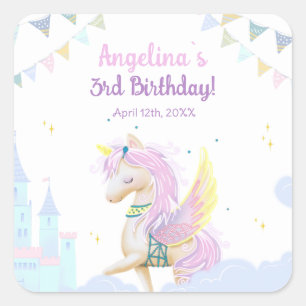 Stickers d'anniversaire avec une adorable licorne.