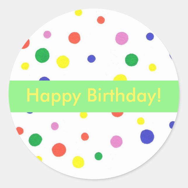 Stickers d'Anniversaire colorés Pois (Devant)