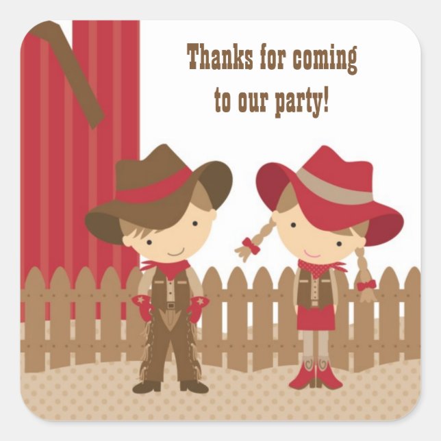 Stickers d'anniversaire Cowboy et Cowgirl (Devant)
