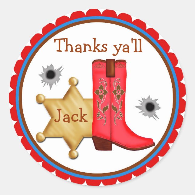 Stickers d'anniversaire Cowboy Wild West (Devant)