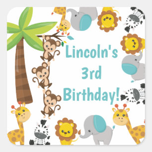 Stickers d'anniversaire d'animal mignon personnali