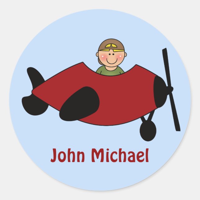 Stickers d'anniversaire d'avion pour enfants (Devant)