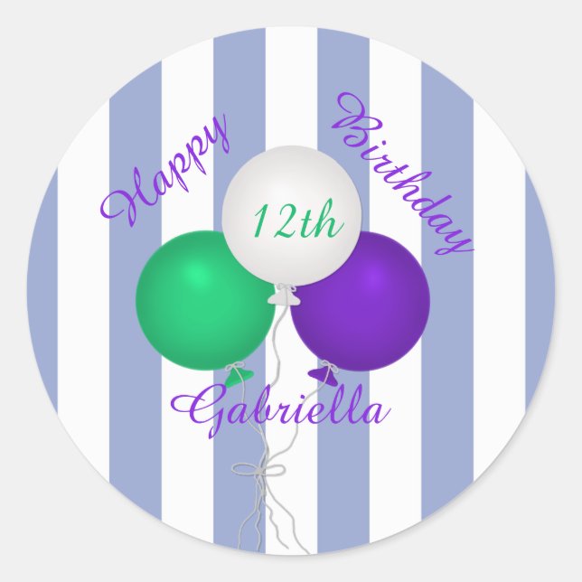Stickers d'anniversaire de ballons personnalisés (Devant)