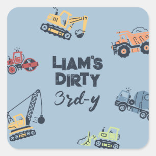 Stickers d'anniversaire de camion de construction 